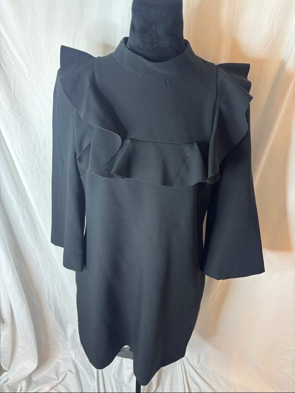 Banana Republic Black Ruffled Yoke Mini Dress